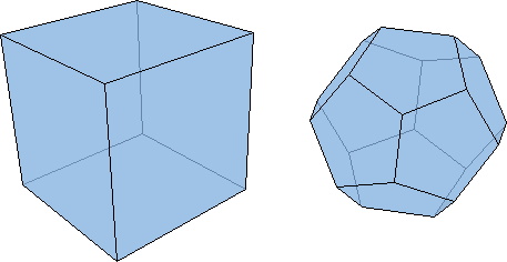 Un cube et un dodécaèdre.