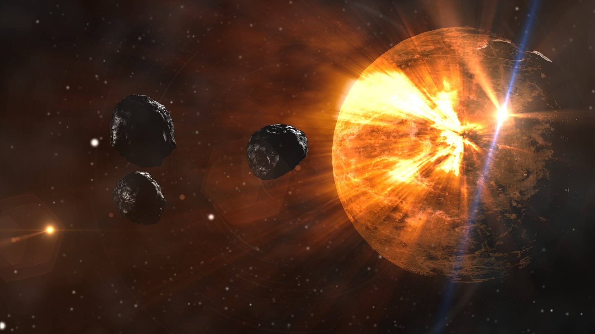 Die Erde wird von Asteroiden beschossen