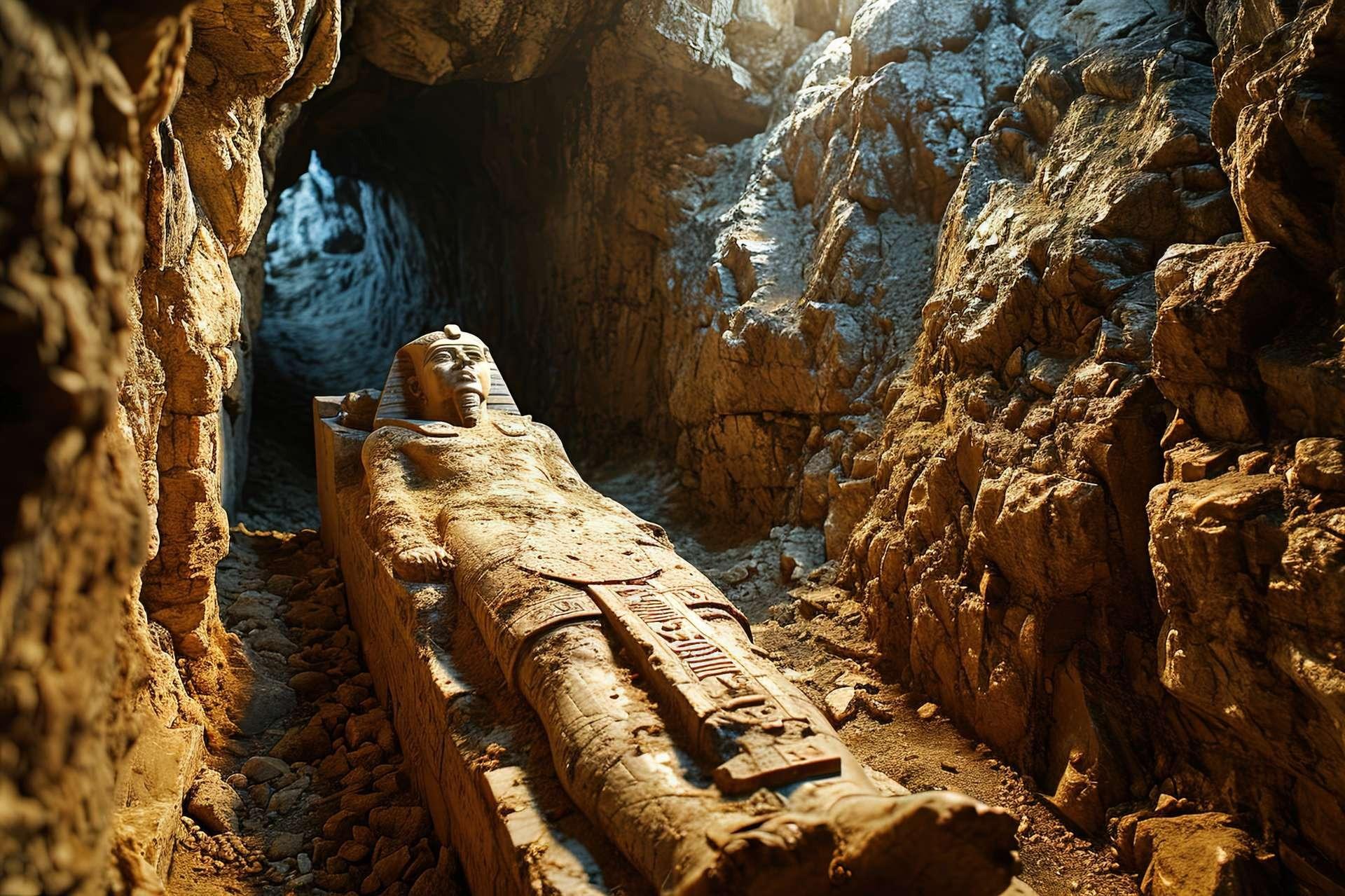 sarcophage momies egypte - In Ägyptens Prestigegrab war eine Mumie mit einer Goldzunge verborgen.