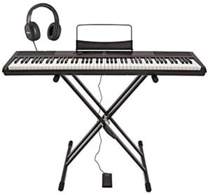MAX KB5 - Piano numérique 61 touches lumineuses pour débutant avec stand et  2 haut-parleurs intégrés - Cdiscount Instruments de musique