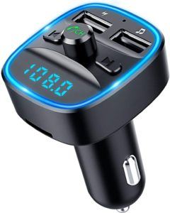 Chargeur pour Voiture avec Port de Charge 3.1A Lecteur de Musique Supporte la Carte TF Disque USB Clydek Bluetooth 5.0 FM Transmetteur Voiture Kit Adaptateur Radio sans fil pour Voiture 