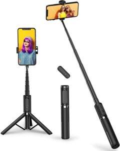 Perche Selfie avec Lumière, Perché à Selfie Trépied Smartphone Bâton Selfie  Extensible Télescopique 360° Rotation pour iPhone et Android